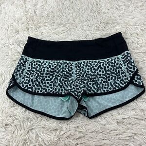 Lululemon Run: Speed Short *Block-It Pocket Ace Spot Tranquil Blue Black / Black